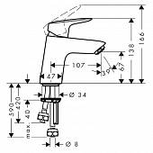 Смеситель для раковины ( д.к.) Hansgrohe Logis 71074000