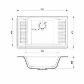 Мойка кварцевая 760*480 мм, GranFest Quarz GF-ZW-71 черный