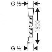 Душевой шланг 1,60 м  Hansgrohe Metaflex 28266000HG